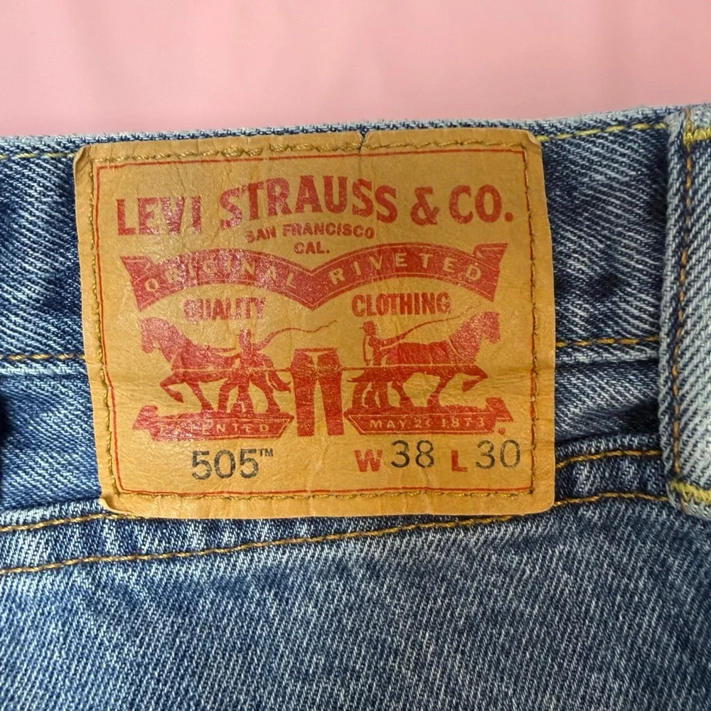 Levi's 505 Regular‎ Fit Jeans Mens 38x30 Blue Excellent Straight Leg Denim